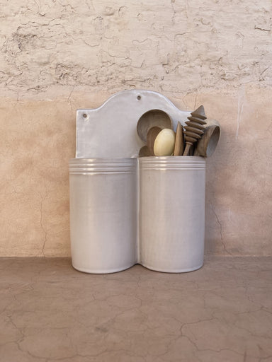 French Dry Goods Kitchen Essentials—Double Wall Hanging Utensil Holder French Dry Goods french culinary pottery French kitchen essentials french pottery New Arrivals new arrivals 2023 wall utensil holder FDG_Kitchen_Essentials_Utensil_Holder_1