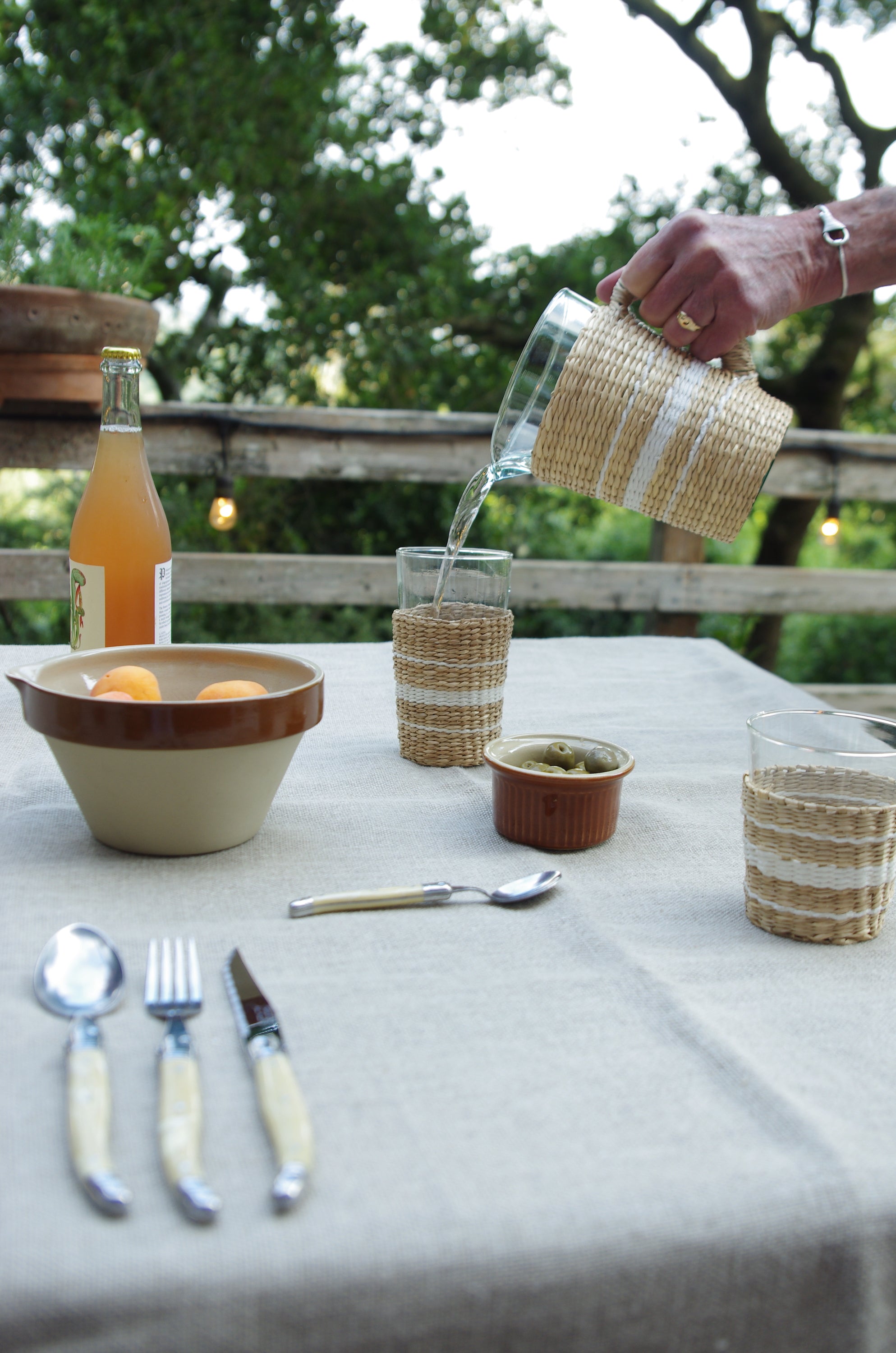 White Collection Seagrass Pitcher (Now 25% off!) Glass Seagrass Brand_Seagrass & Rattan Kitchen_Drinkware lm New Arrivals Seagrass Serving Pieces White_Stripe_Seagrass_Pitcher-IMGP5341-1987x3000