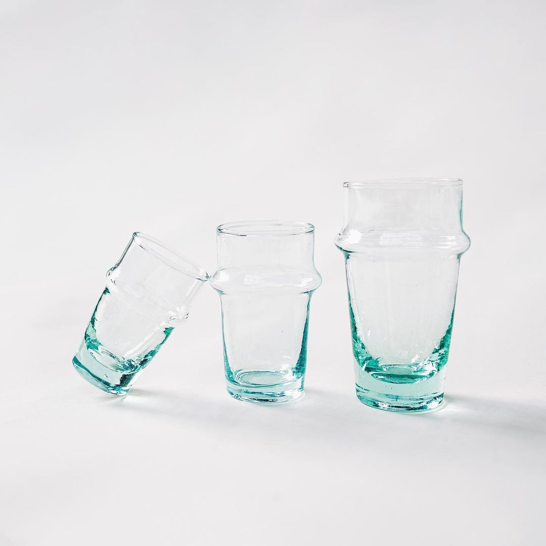 Beldi Small Glass Clear Glass Kessy Beldi Brand_Une Vie Nomade Kitchen_Drinkware Wine Glasses kessybeldimoroccanteaglassclearrecycled