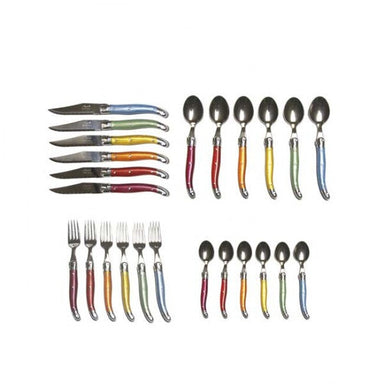 Laguiole Rainbow Flatware in Presentation Box (Set of 24) (5 SETS)—Now 20% off! Cutlery Set Laguiole Brand_Laguiole Cheese Sets Kitchen_Dinnerware Laguiole Loose Mini Rainbow Utensils set_of_24_flatware_3934c79e-a268-4250-a8b6-0b5483b3afd0