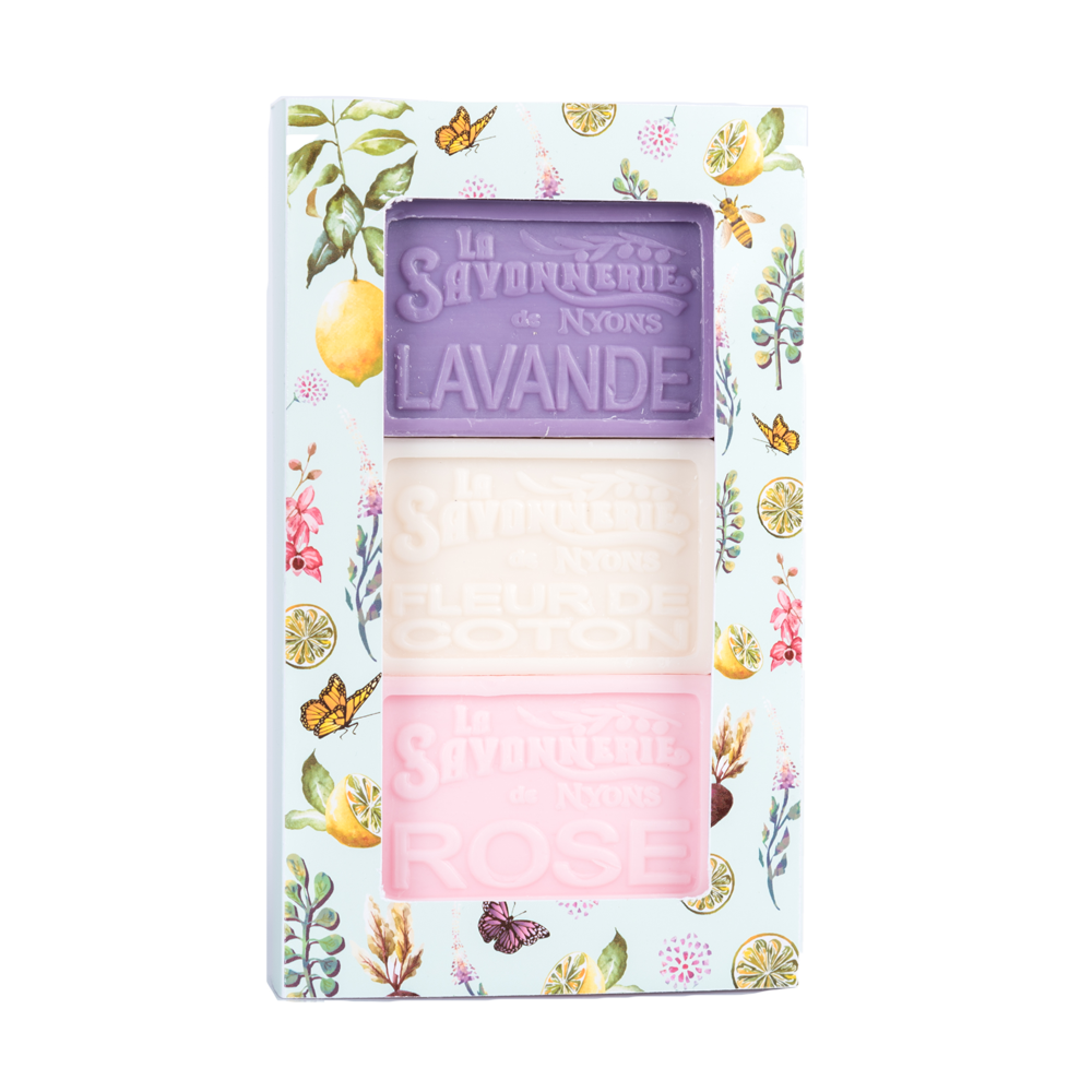 100g Soaps in Gift Box (Lavender, Cotton, Rose) - Set of 3 Bath & Body La Savonnerie de Nyons 100g Soap in Tin Box Back in stock Bath & Body_Bar Soap Bath & Body_Gift Sets Brand_La Savonnerie de Nyons KTFWHS 40300
