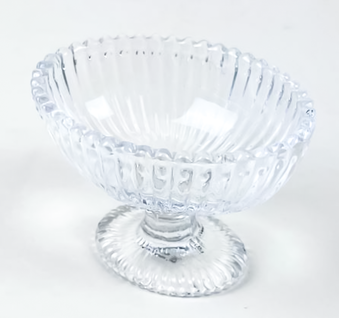 Pressed Glass Footed Ribbed Dessert Bowl Bowls Pressed Glass Brand_Pressed Glass Dinnerware_Bowls & Plates Kitchen_Serveware New Arrivals 4330-PS0567PressedGlassFootedRibbedDessertBowl