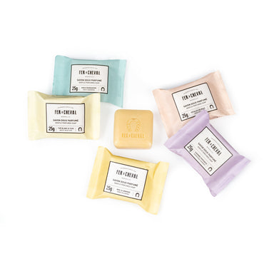 Fer à Cheval Five Assorted 25g Extra Mild Soaps in Sisal Bag Soap Fer à Cheval Bath & Body_Bar Soap Bath & Body_Gift Sets Brand_Fer à Cheval CLEAN OUT SALE KTFWHS 5soaps2