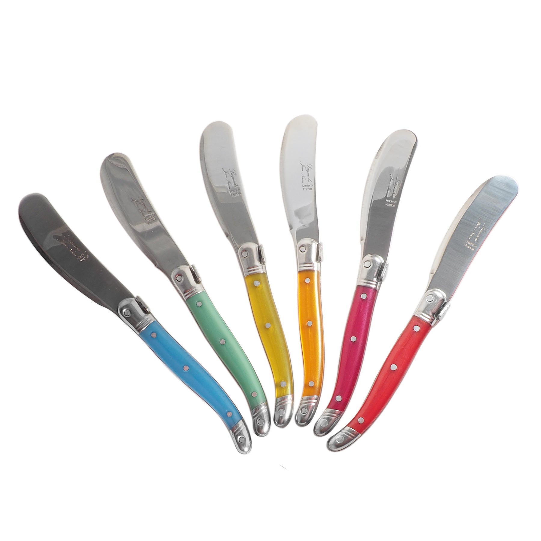 Laguiole Rainbow Mini Cheese Spreaders (Set of 12) Cutlery Laguiole Brand_Laguiole Cheese Sets Kitchen_Dinnerware Kitchen_Kitchenware Laguiole Loose Mini Rainbow Utensils Mini Cheese Sets Rainbow 7900-10545N_Laguiole-Rainbow-Set-of-12-Mini-Spreaders