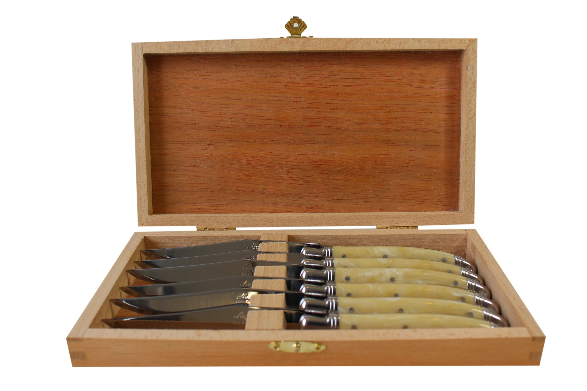 Laguiole Pale Horn Knives in Presentation Box (Set of 6) Cutlery Laguiole Brand_Laguiole Flatware Sets Kitchen_Dinnerware Kitchen_Kitchenware Laguiole 7900-60540PH_PB