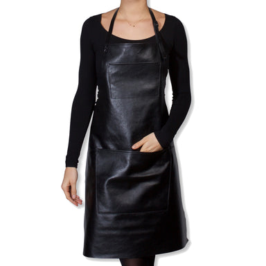 Dutchdeluxes Full Length Coated Black Apron Leather "Professional Apron" - apron - Dutchdeluxes - Aprons - Brand_Dutchdeluxes - Dutchdeluxes - Fathers Day - KTFWHS - Leather - Textiles_Aprons - DDLP-A-BL-Belt-buckle-apron1