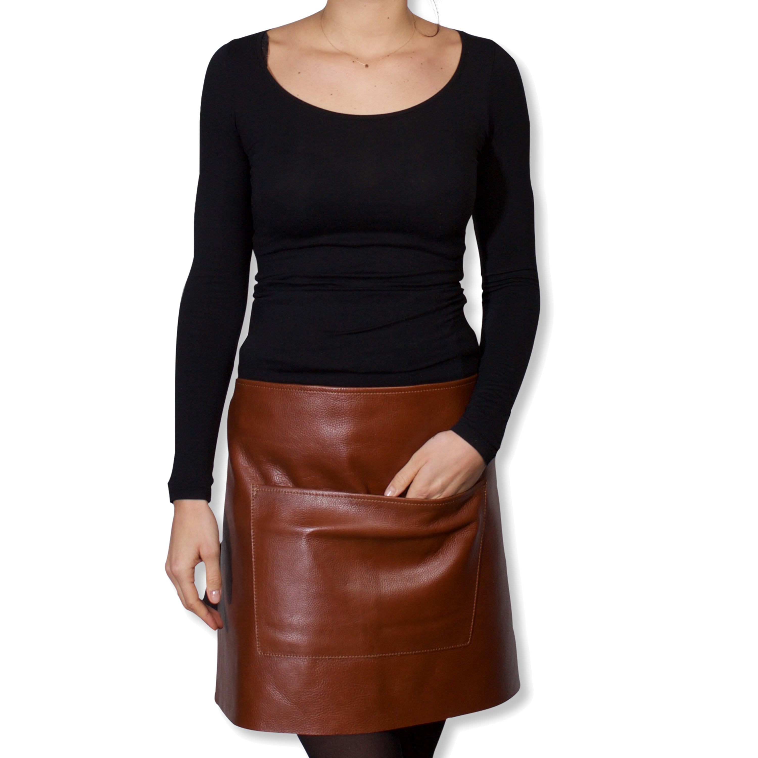 Dutchdeluxes Waist Short Classic Brown Leather "Professional Apron" - apron - Dutchdeluxes - Aprons - Brand_Dutchdeluxes - Dutchdeluxes - KTFWHS - Leather - Textiles_Aprons - DDLP-AS-CB-Belt-buckle-waist-short1