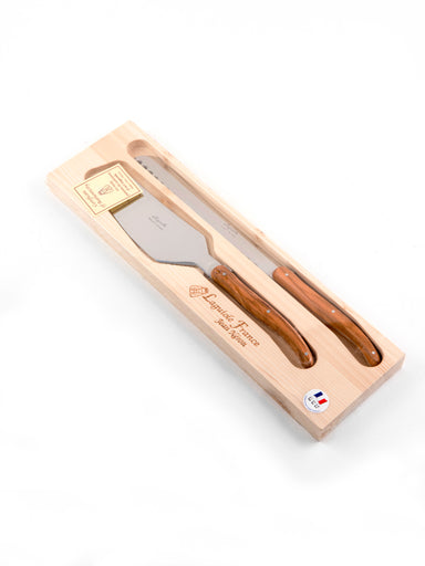 Laguiole French Olivewood Cake Set in Wood Box (Cake Slicer and Bread Knife) Cutlery Laguiole Brand_Laguiole Kitchen_Dinnerware Kitchen_Kitchenware Knife Sets Laguiole Serveware Spring Collection DSC3121_JasonLeCras_LG