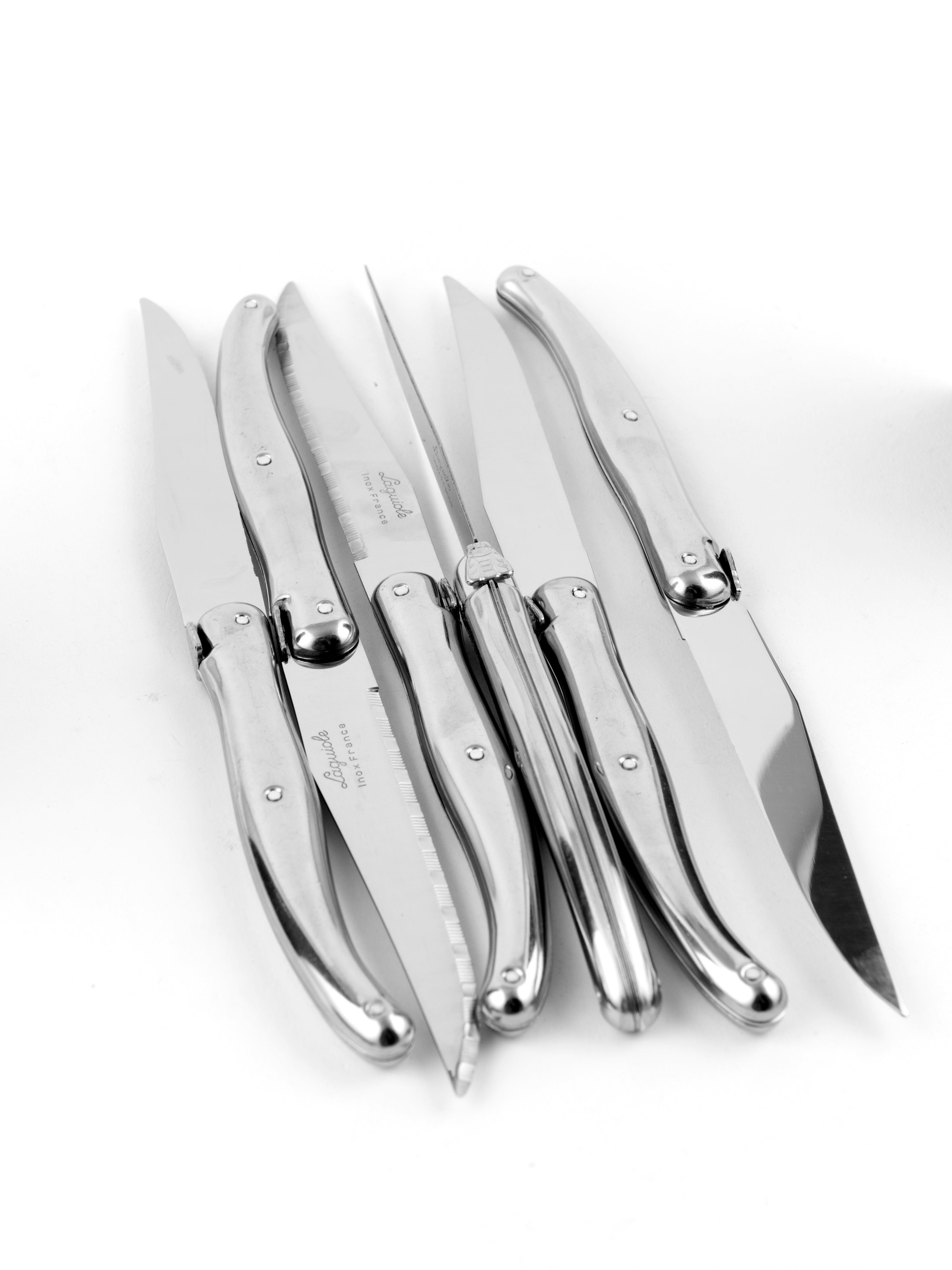 Laguiole Stainless Steel Knives in Wooden Box with Acrylic Lid (Set of 6) Cutlery Laguiole Brand_Laguiole Flatware Sets Kitchen_Dinnerware Kitchen_Kitchenware Laguiole DSC3704_JasonLeCras_LG_433baa8d-d828-4131-a5fa-6040ef5f1392