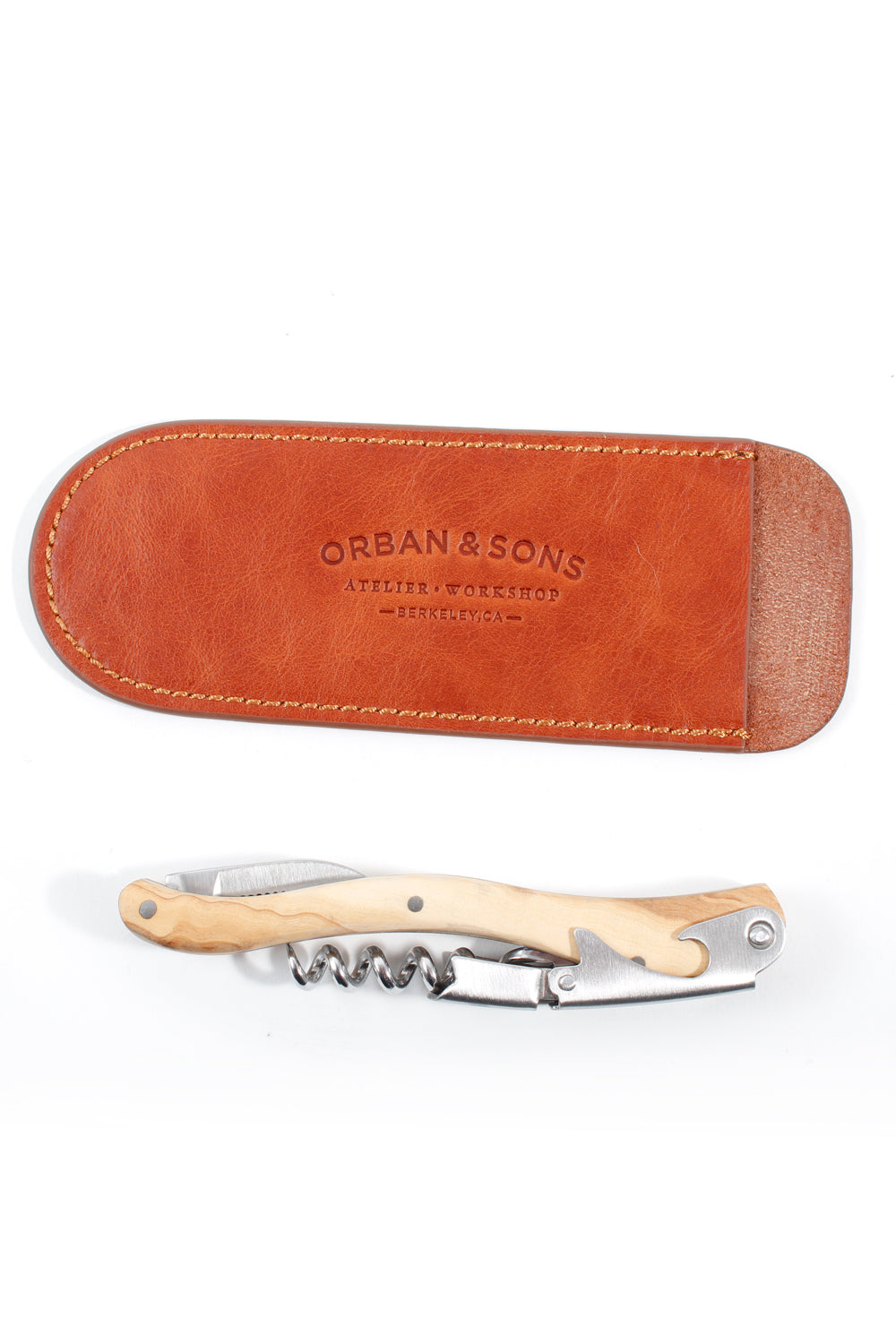 Orban & Sons Small Olivewood Corkscrew With Leather Pouch Orban & Sons Brand_Orban & Sons Knobs & Pulls Orban & Sons MG_8451