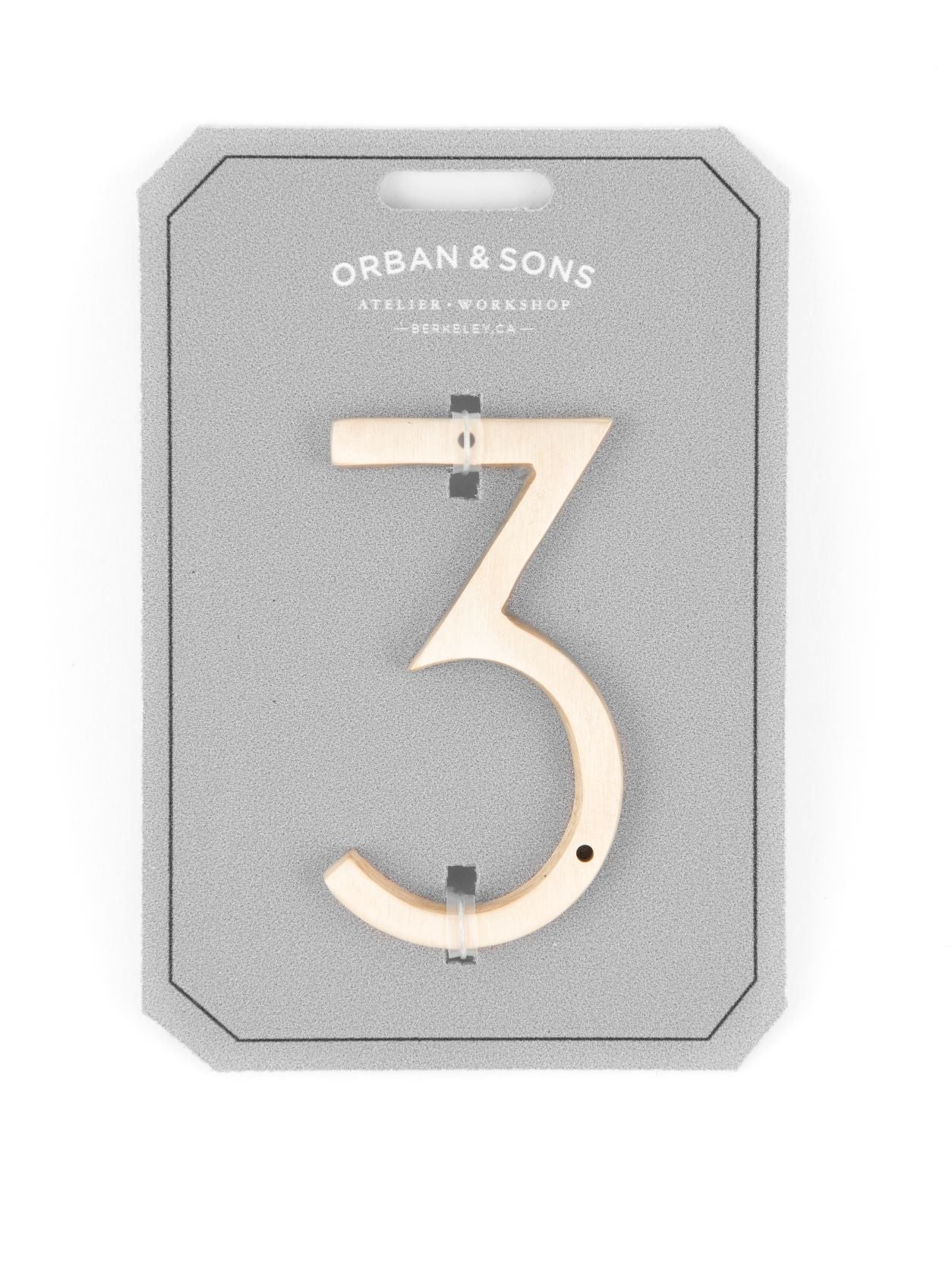 Orban & Sons Brass Numbers 3 House Numbers & Letters Orban & Sons Brand_Orban & Sons CLEAN OUT SALE Corkscrews & Tools Home_Decor KTFWHS Orban & Sons Orban_SonsBrassNumber3_2