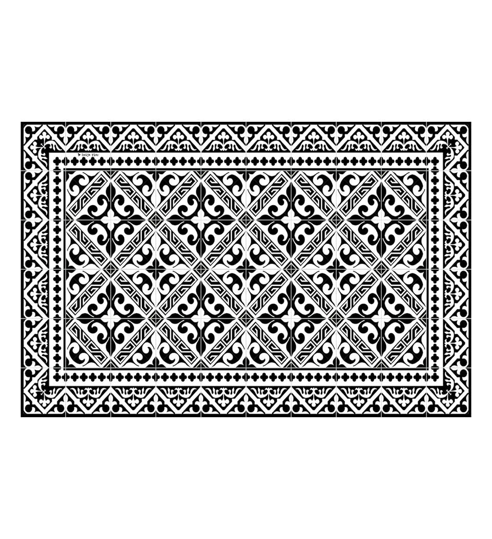 Beija Flor Black and White Fleur de Lys Placemat (13" x 20") (Buy 2 Get 1 Free!) Placemats Beija Flor Brand_Beija Flor Classic Tile CLEAN OUT SALE Home_Decor Home_Placemats P-BW22-Packshot