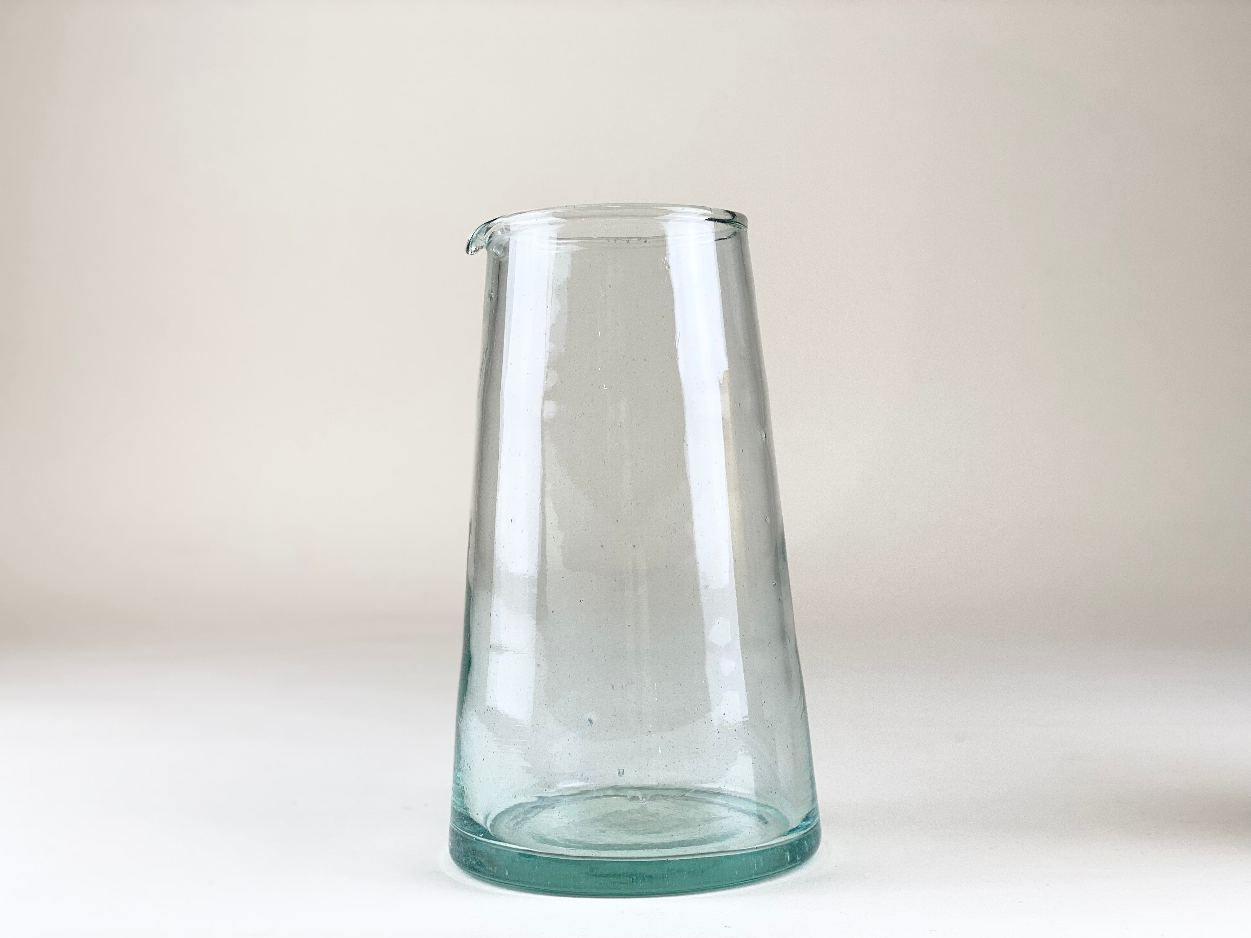 Beldi Small Tapered Carafe Clear Glass Kessy Beldi Brand_Une Vie Nomade Carafes Kitchen_Drinkware Wine Glasses PhotoJul27_120113PM