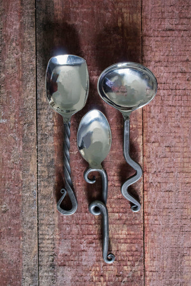 Vineyard Table Hand Forged Olive & Nut Spoons (Set of 3) Utensils Vineyard Table Brand_Vineyard Table CLEAN OUT SALE Kitchen_Dinnerware KTFWHS VT-4702-BRS2654
