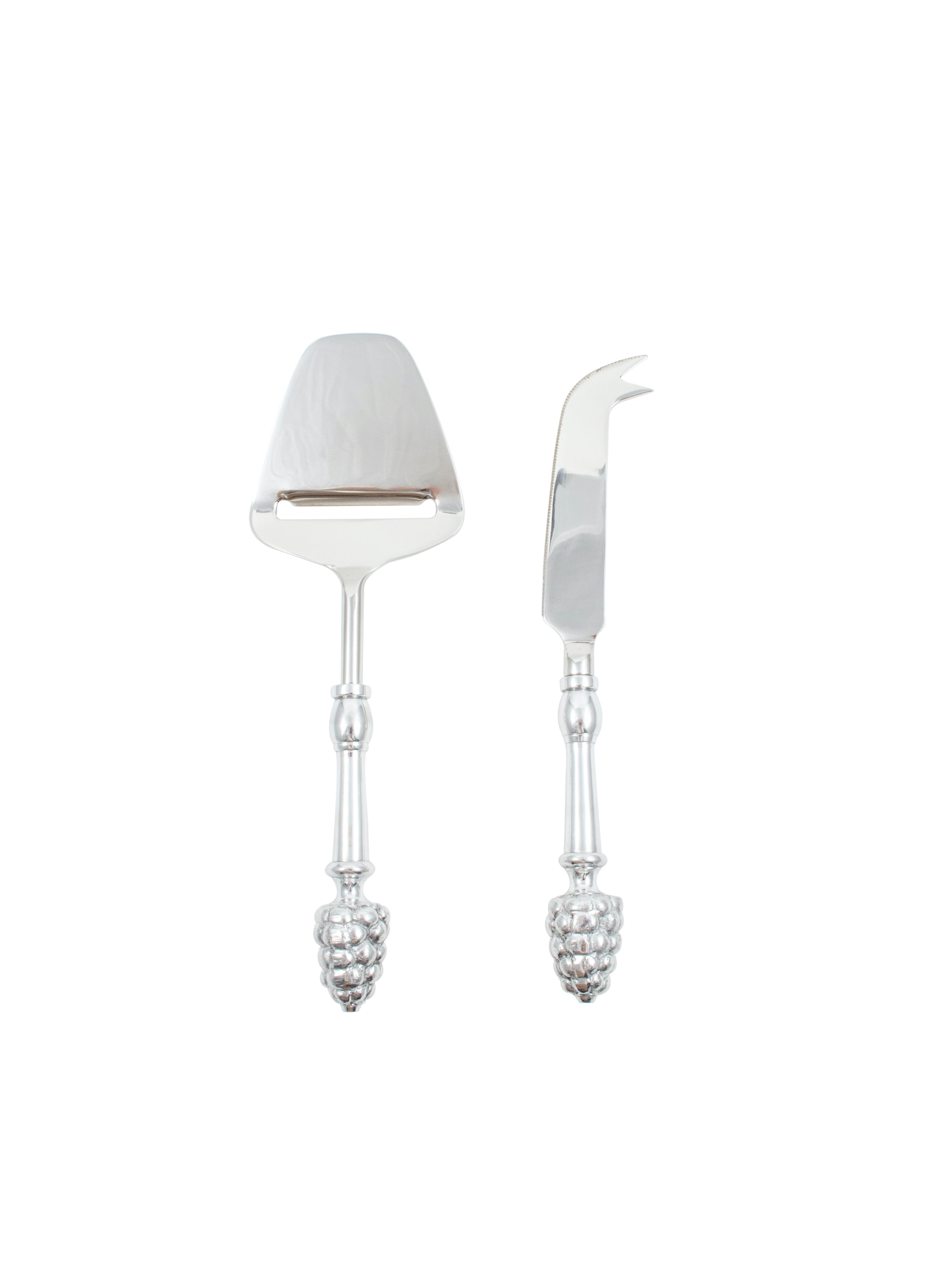 Vineyard Table Stainless Steel Cheese Utensils with Grape Details (Set of 2) Cutlery Vineyard Table Brand_Vineyard Table CLEAN OUT SALE Kitchen_Dinnerware Kitchen_Serveware KTFWHS VT-4702-BRS2662