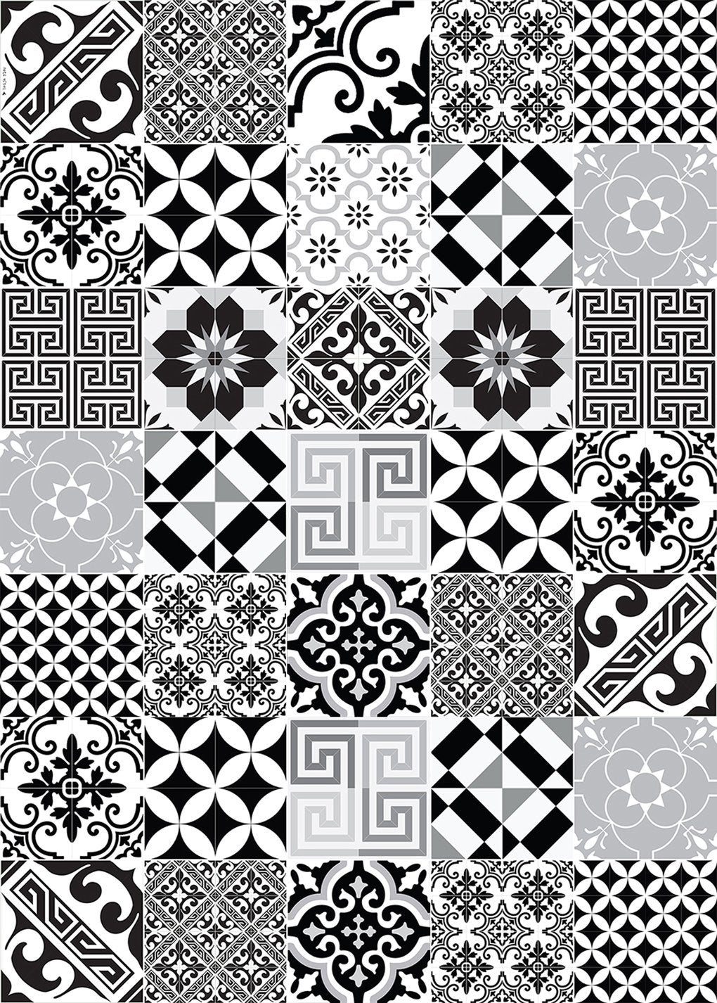 Beija Flor Black and White Eclectic Floor Mat (Buy 2 Get 1 Free!) Wide (39" x 55") Rugs Beija Flor Brand_Beija Flor Classic Tile CLEAN OUT SALE Home_Decor Home_Floor Mats e9-w_49d1f9f1-90ad-43ae-bd98-22ba39a23670
