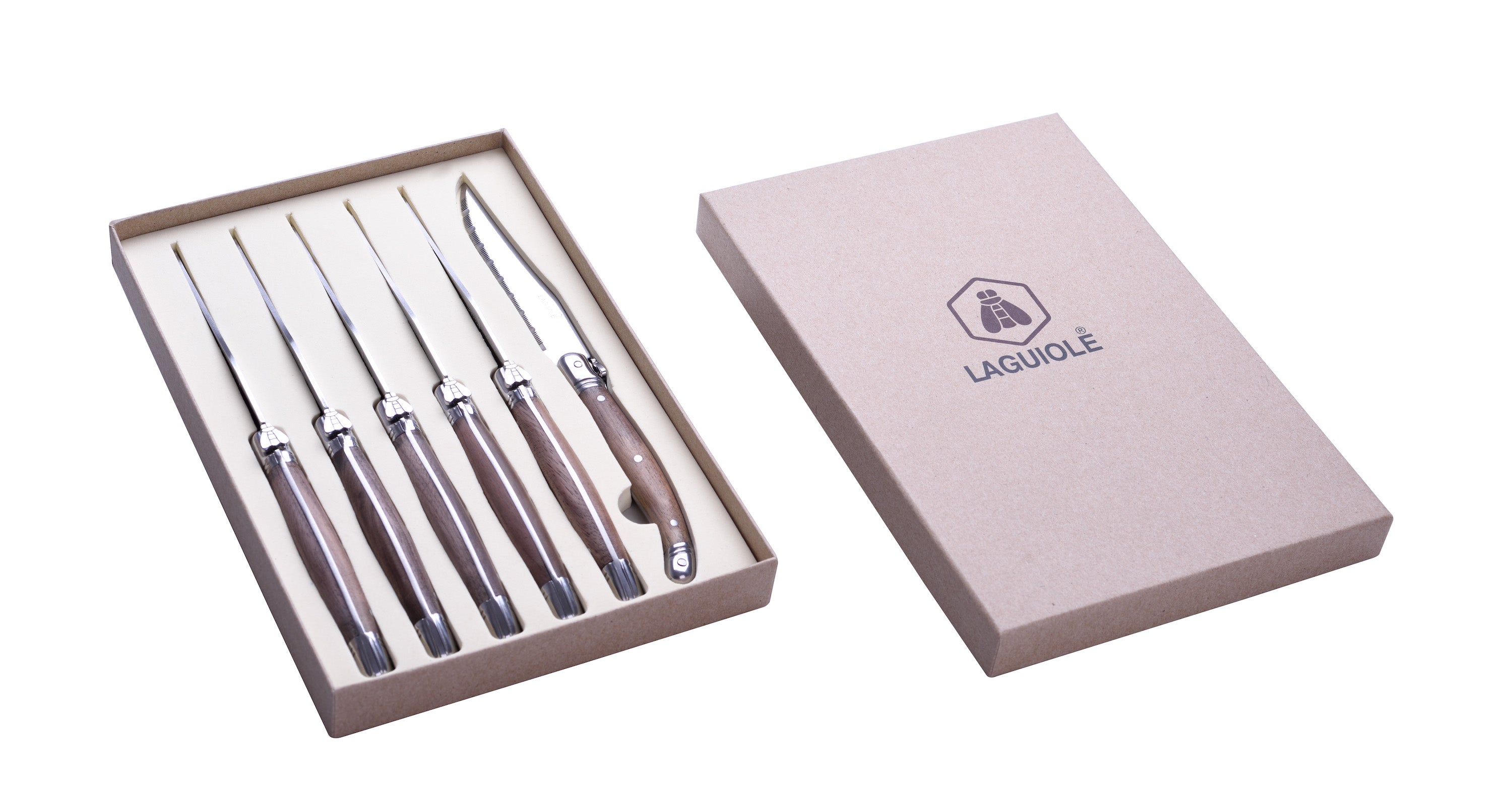 Laguiole Inspired Walnut Wood Knives—Set of 6 (Now 30% off!) knife Polyflame steak knives 4400-268773_2