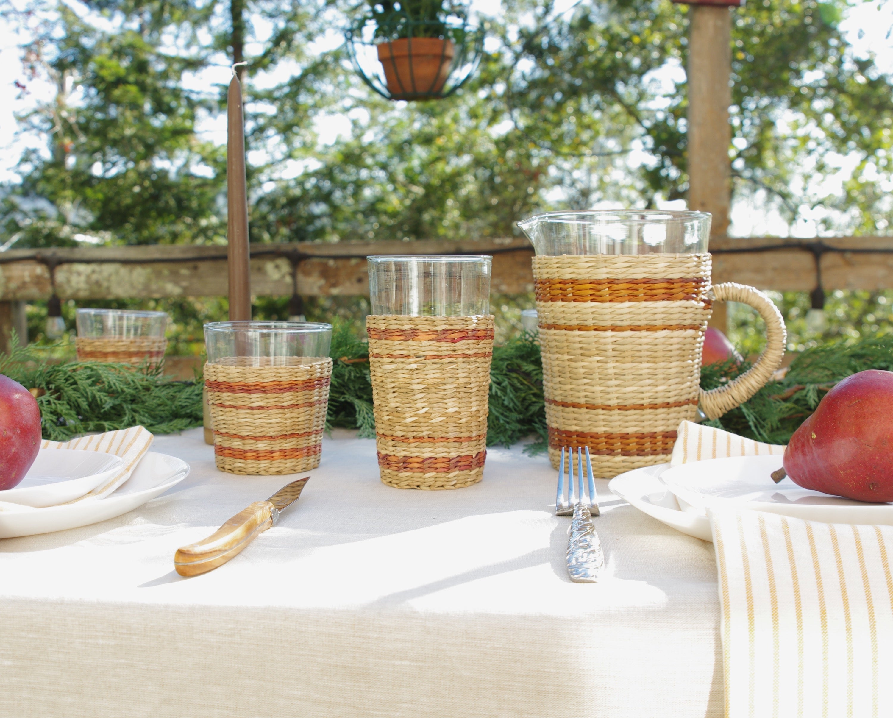 Brown Striped Seagrass Wide Tumbler (Now 25% off!) Glass Seagrass Brand_Seagrass & Rattan Kitchen_Drinkware lm New Arrivals Seagrass Summer Clean Up summer sale Tumblers & Highballs 6AC34968-E947-4DA9-A900-893EDF9B3D0B