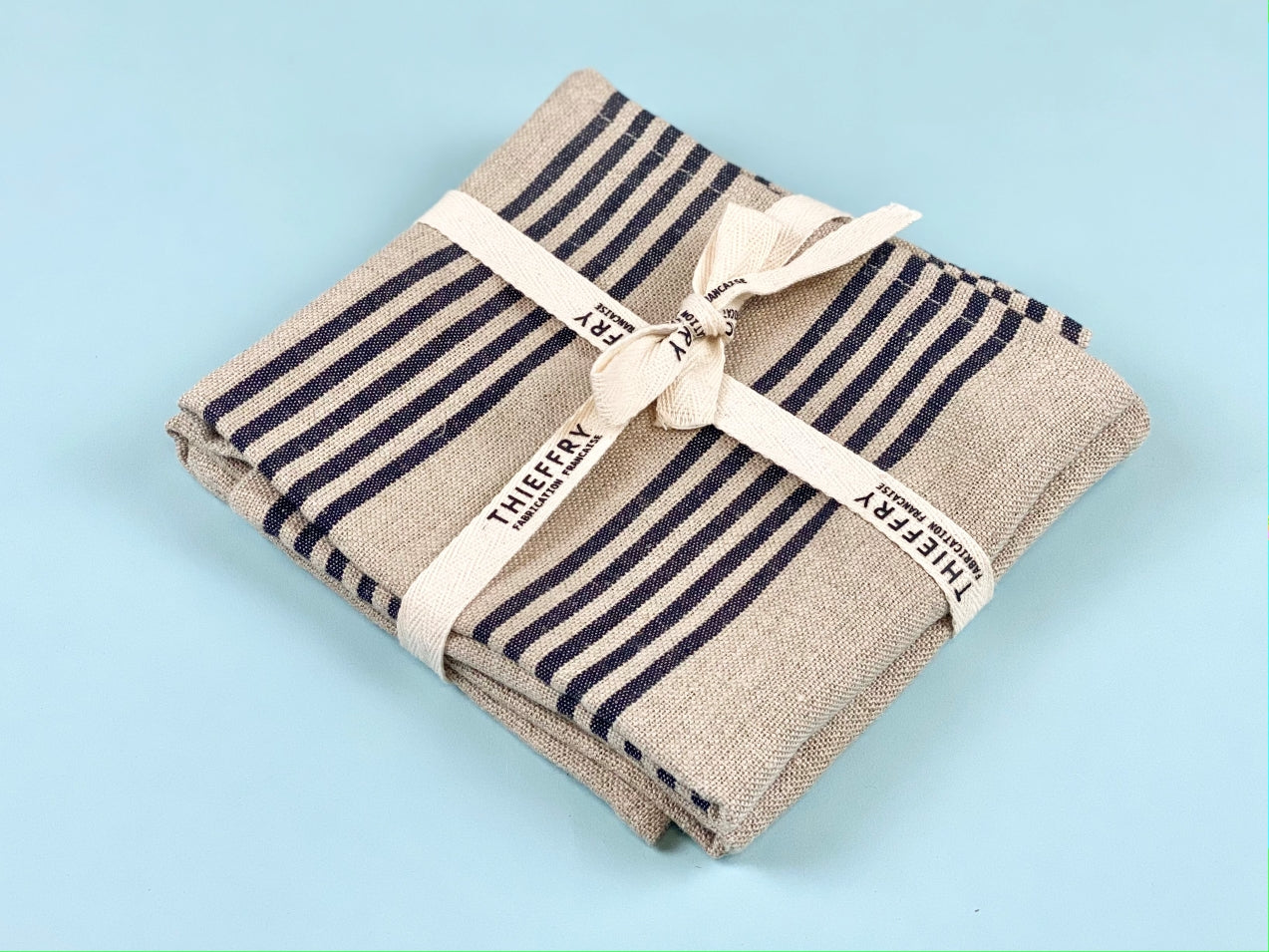 Thieffry Linen Striped Dish Towels (28" x 23.5") Black Stripe + Natural Textile Thieffry Brand_Thieffry Dish Towels Textiles_Towels & Napkins Thieffry 7410-2033ThieffrySetofTwoDishTowelsBlackStripe_Natural_404809e2-f5a8-44bb-a007-f9e3369a850c