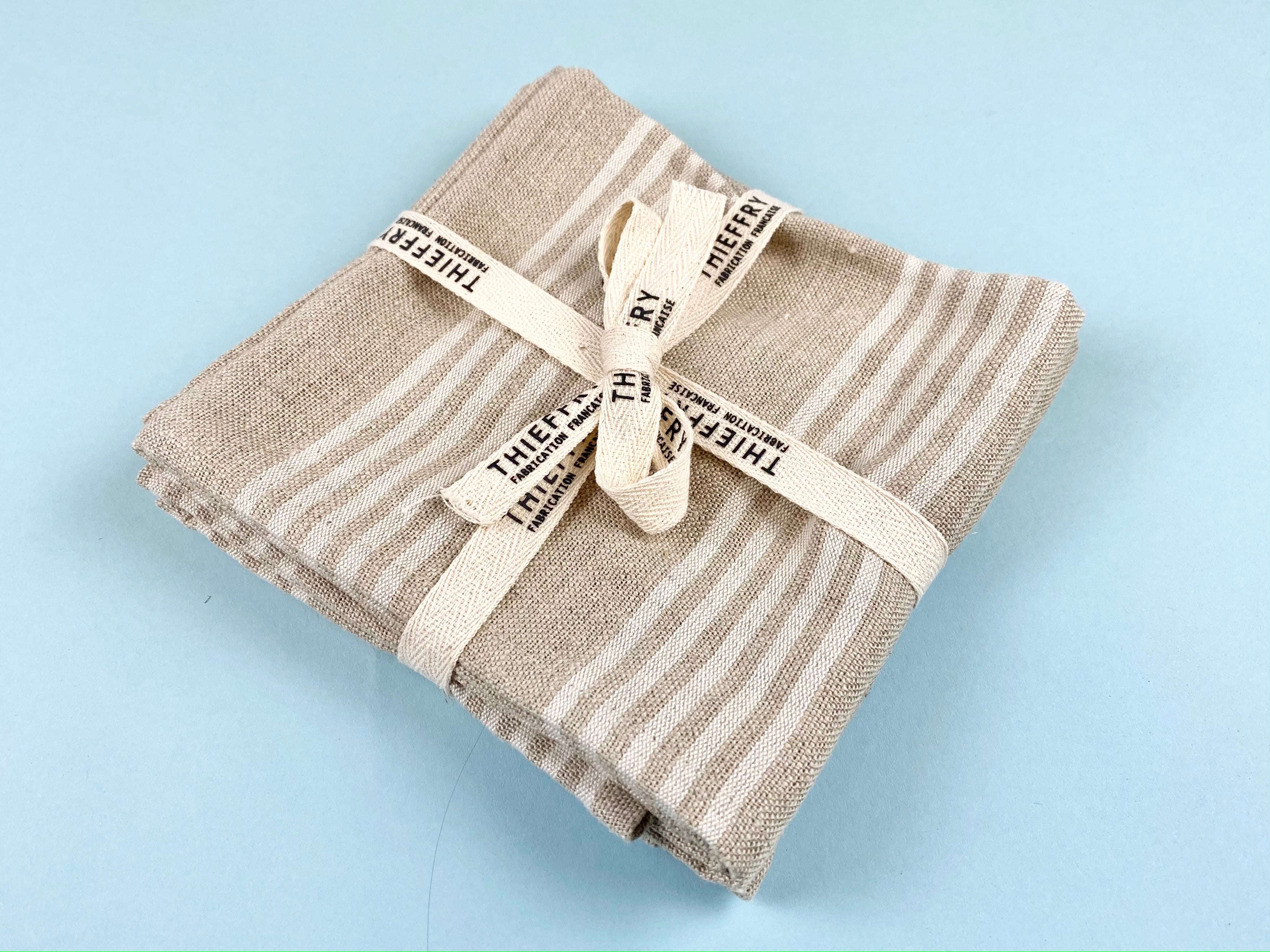 Thieffry Linen Striped Dish Towels (28" x 23.5") White Stripe + Natural Textile Thieffry Brand_Thieffry Dish Towels Textiles_Towels & Napkins Thieffry 7410-2077ThieffrySetofTwoDishTowelsWhiteStripe_Natural_5b9b51e6-953d-4b63-b250-840570c61642