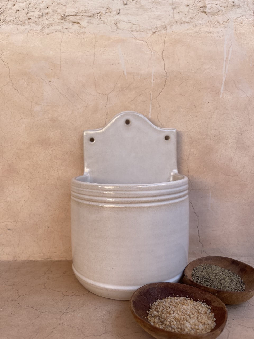 French Dry Goods Kitchen Essentials—Wall Hanging Salt Holder French Dry Goods french culinary pottery French kitchen essentials french pottery New Arrivals new arrivals 2023 wall salt hanger FDG_Kitchen_Essentials_Salt