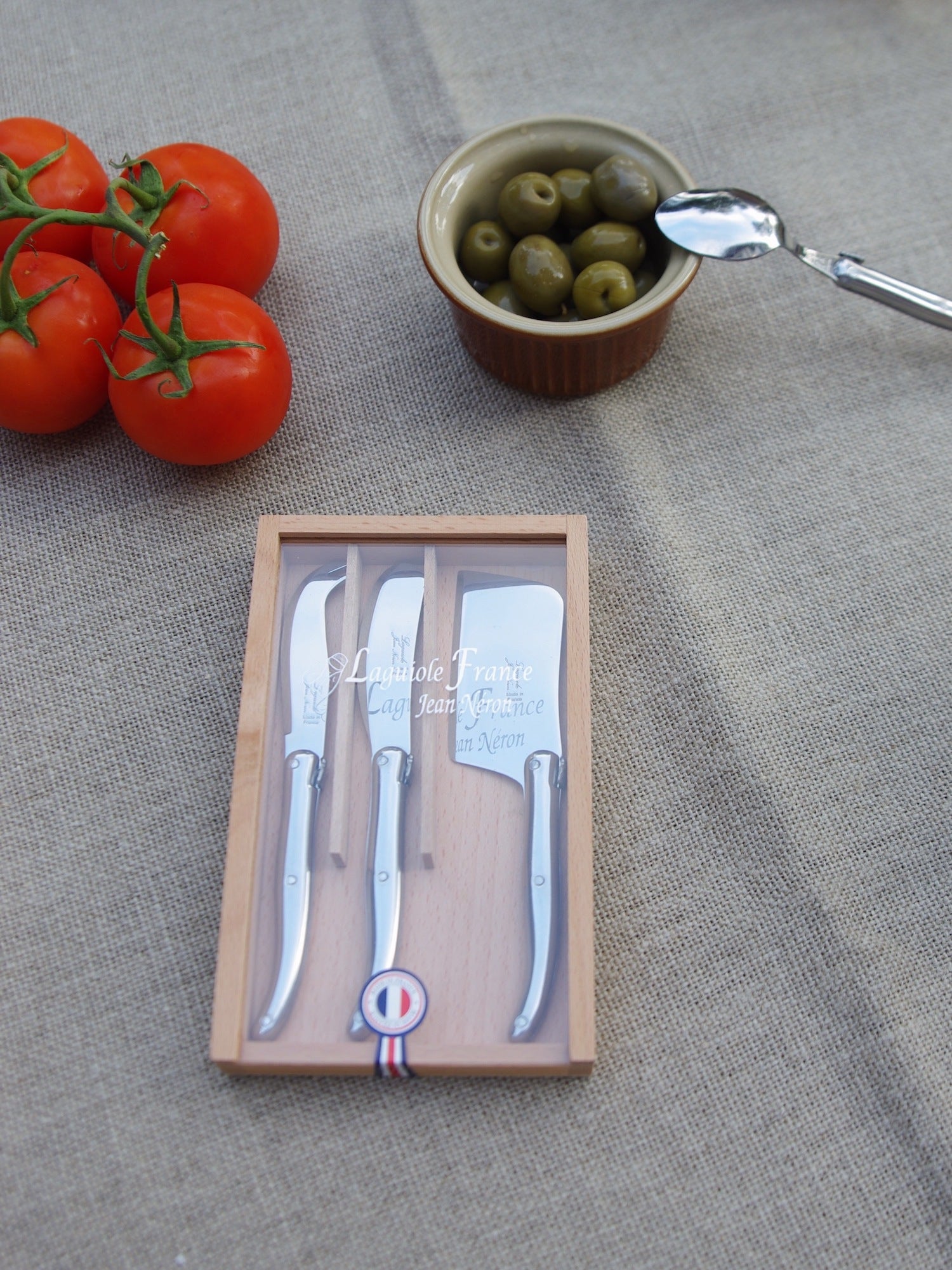 Laguiole Mini Stainless Steel Cheese Set in Wooden Box with Acrylic Lid (Set of 3) Cutlery Set Laguiole Brand_Laguiole Cheese Sets Gift Sets Kitchen_Dinnerware Kitchen_Kitchenware Laguiole Loose Mini Rainbow Utensils Mini Cheese Sets Laguiole_Stainless_Steel_Cheese_Set-A498CFCA-1500x2001