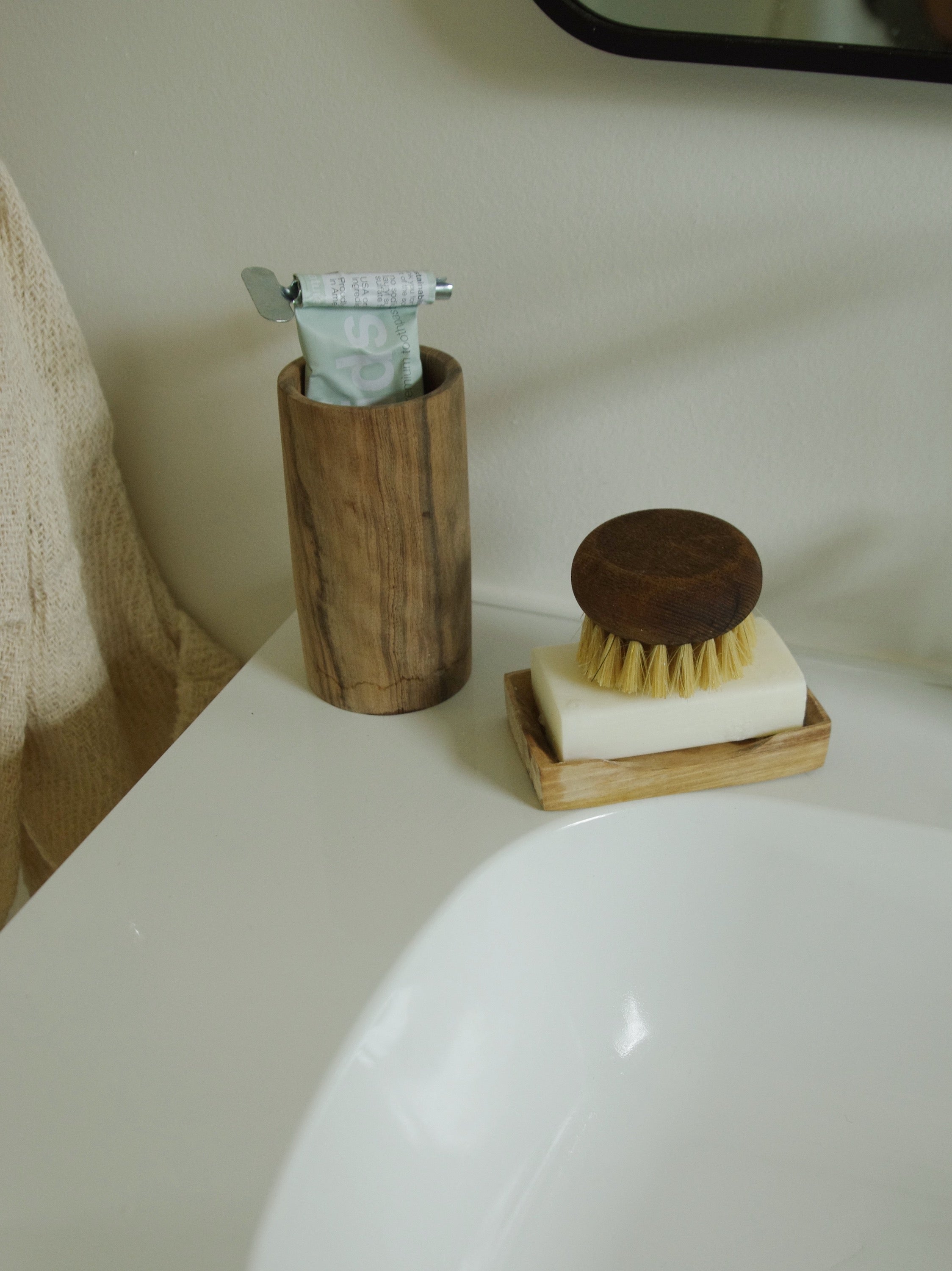 Le Bain Bathroom Accessories—Wooden Cups Large (no lid) Toothbrush Cup French Dry Goods French bathroom accessories Le Bain Bathroom Accessories Moroccan Walnut Wood New Arrivals new arrivals 2023 Toothbrush cup Wood bathroom accessories wooden bathroom cup wooden cup Le_Bain_Bathroom_Accessories_French_Dry_Goods-774BA9CB-2248x3000