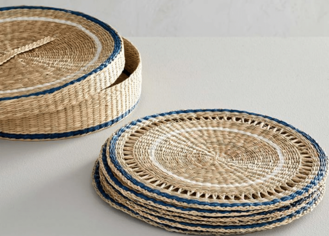 Seagrass Placemats S/6 in Carrier Blue Placemats Seagrass Brand_Seagrass & Rattan Carafes discontinued Glassware Kitchen_Drinkware summer dining summer sale Screenshot2024-01-12at8.30.28AM
