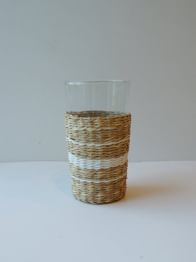 White Collection Seagrass Highball (Now 25% off!) Glass Seagrass Brand_Seagrass & Rattan Kitchen_Drinkware lm New Arrivals Seagrass Tumblers & Highballs Seagrass_White_Stripe_Highball_GlassE12E38ED-2249x3000