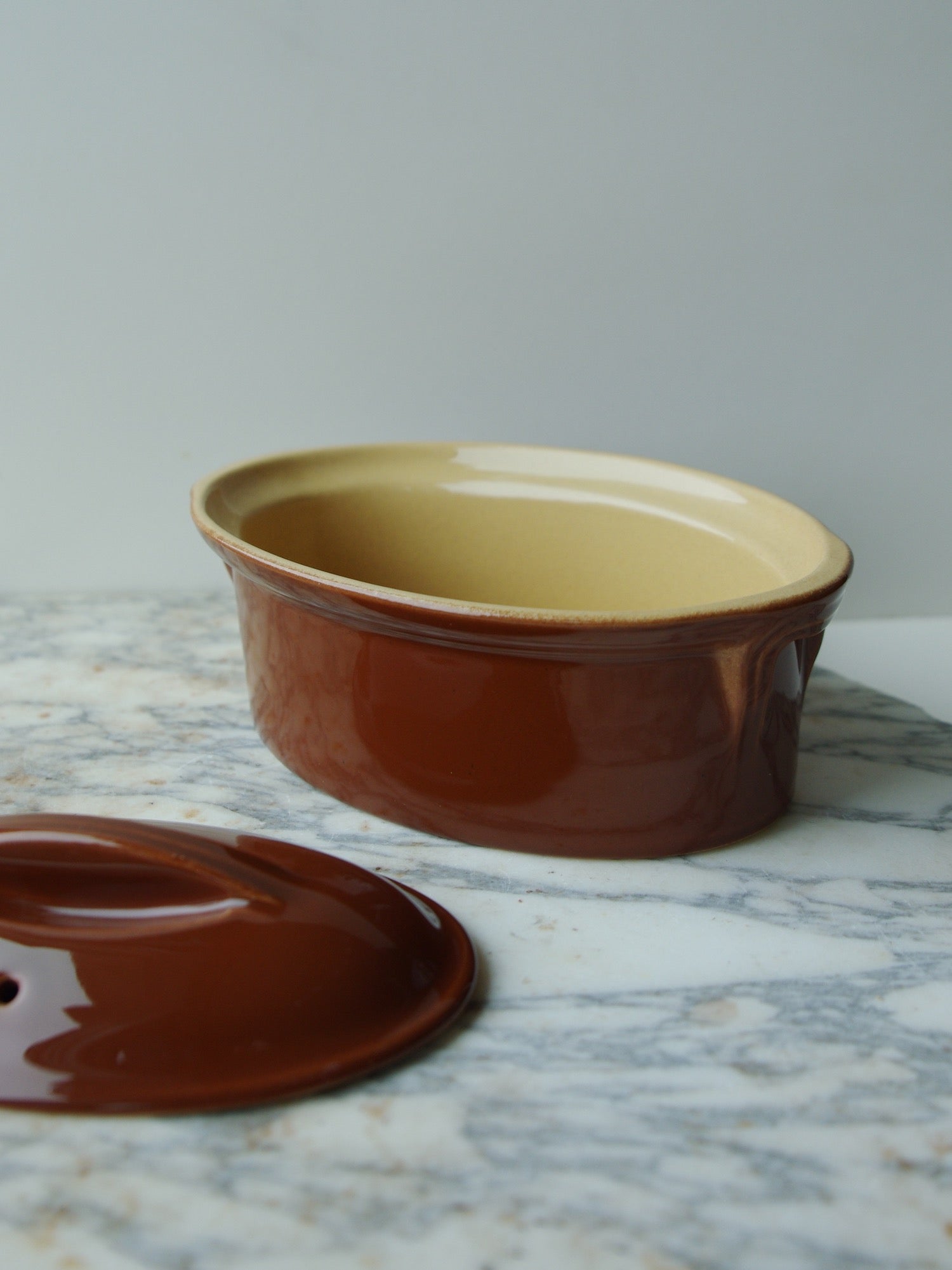 Poterie Renault Vintage French Covered Baking Dish - Brown