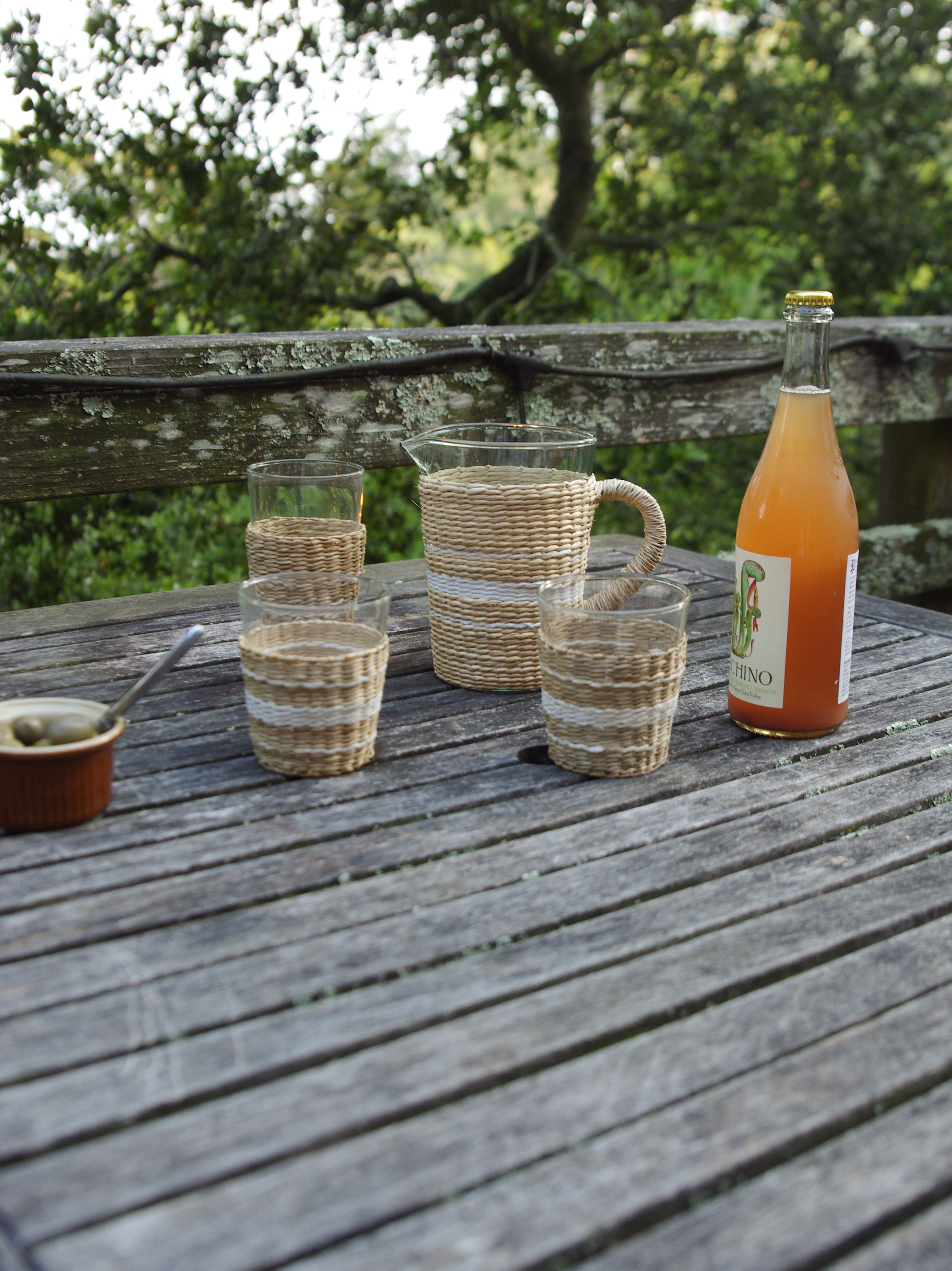 White Collection Seagrass Pitcher (Now 25% off!) Glass Seagrass Brand_Seagrass & Rattan Kitchen_Drinkware lm New Arrivals Seagrass Serving Pieces White_Stripe_Seagrass_Pitcher-408A2F53-2248x3000