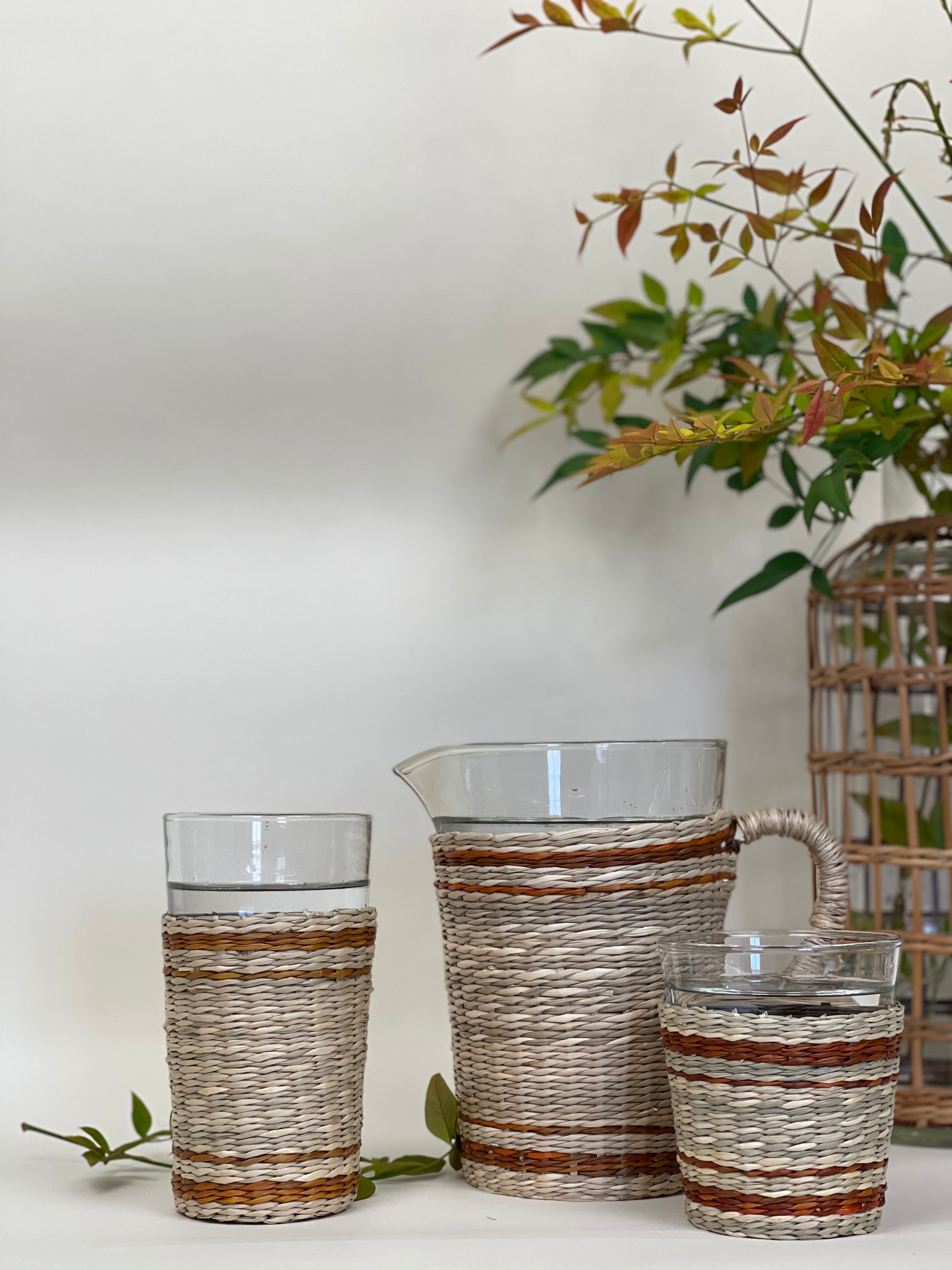 Brown Striped Seagrass Highball (Now 25% off!) Glass Seagrass Brand_Seagrass & Rattan Kitchen_Drinkware lm New Arrivals Seagrass Tumblers & Highballs 018EFEFB-7DF0-4C9E-9822-2D07C51F9DB1