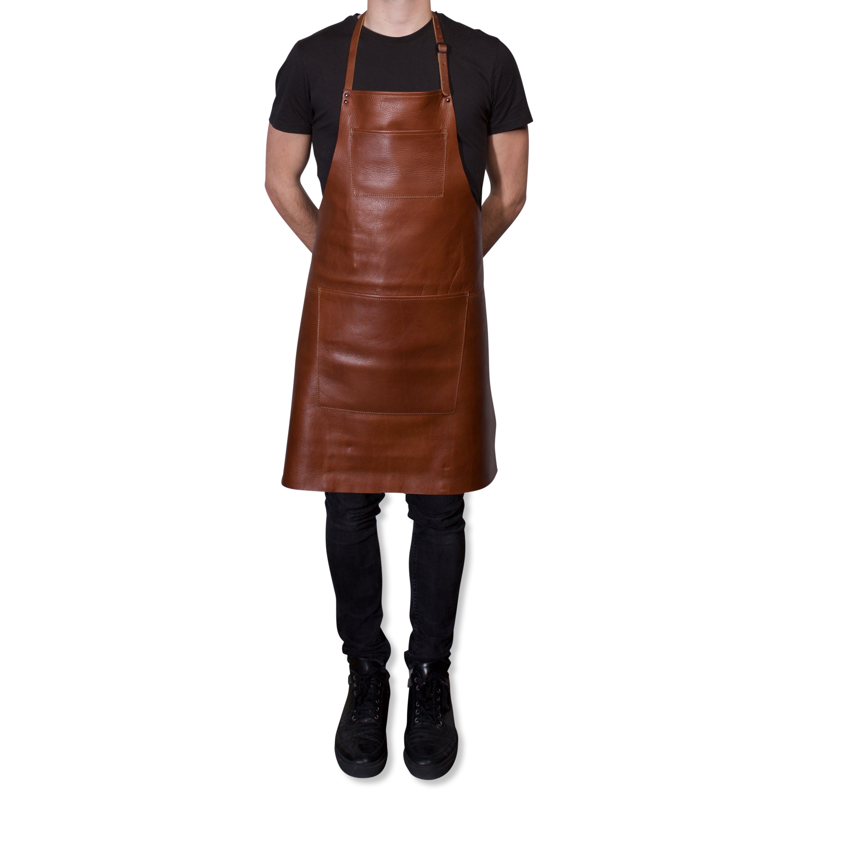 Dutchdeluxes Full Length Coated Classic Brown Leather "Professional Apron" - apron - Dutchdeluxes - Aprons - Brand_Dutchdeluxes - Dutchdeluxes - Fathers Day - KTFWHS - Textiles_Aprons - 0M5Z9992