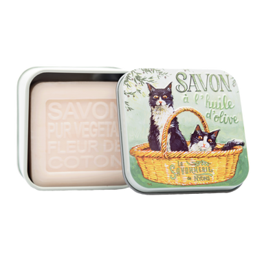 La Savonnerie de Nyons 100g Soap in Tin Box - Cats Chat Noir & Blanc Bath & Body La Savonnerie de Nyons 100g Soap in Tin Box Back in stock Bath & Body_Bar Soap Brand_La Savonnerie de Nyons Home_Provençal Style KTFWHS 100gSoapinTinBoxChatNoir_Blanc