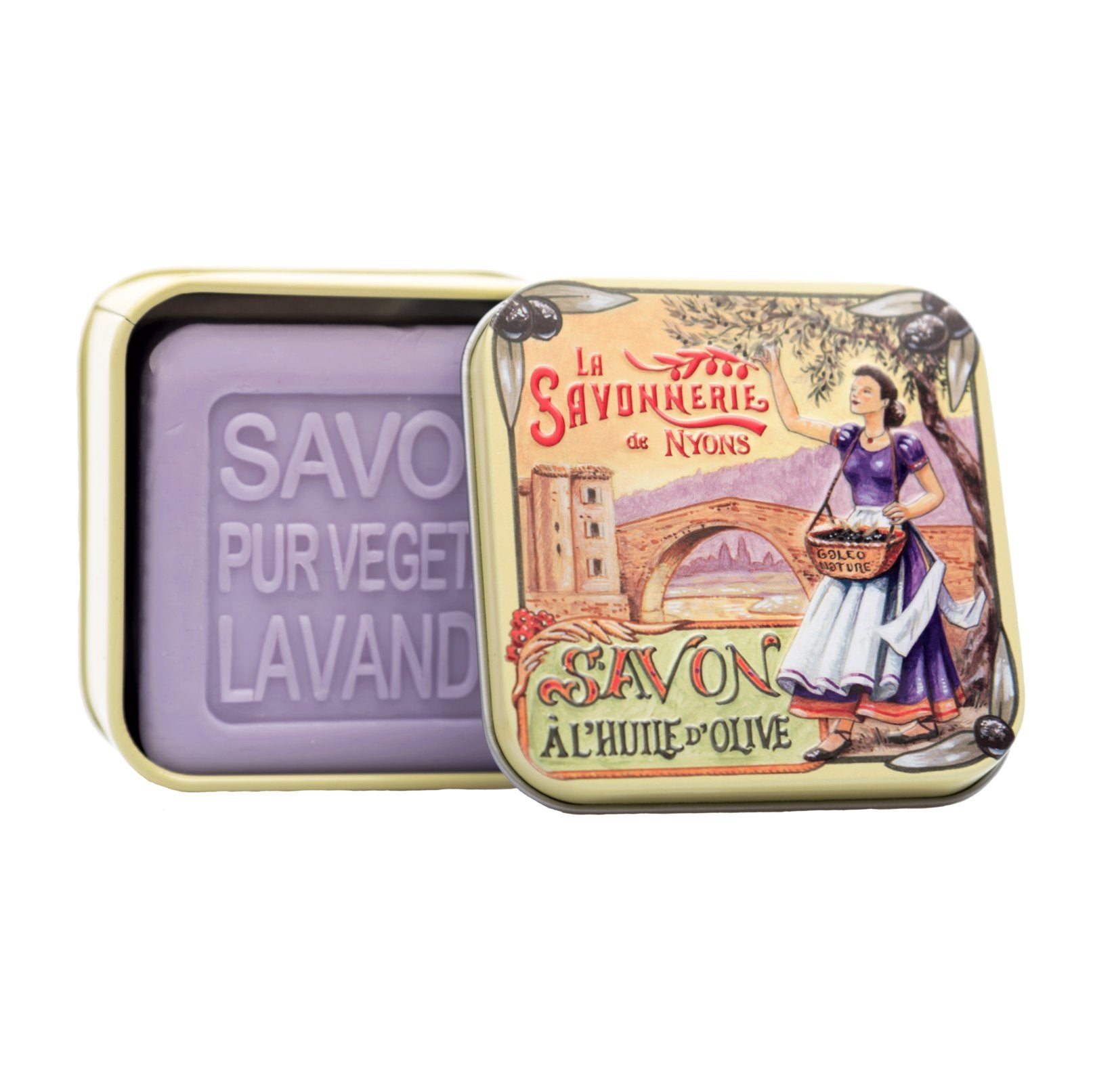 La Savonnerie de Nyons 100g Soap in Tin Box - Landscapes Nyons Bridge Soap La Savonnerie de Nyons Back in stock Bath & Body_Bar Soap Brand_La Savonnerie de Nyons KTFWHS 100gSoapinTinBoxNyonsBridge