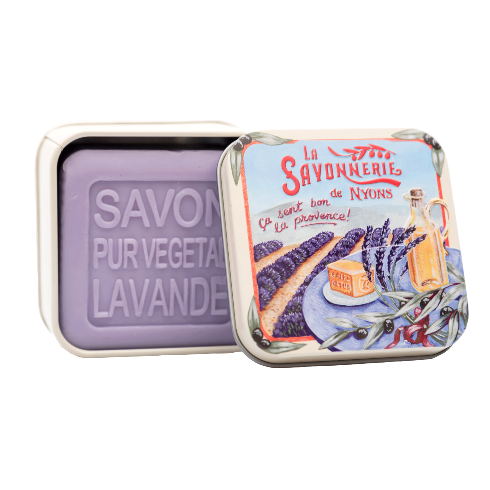 La Savonnerie de Nyons 100g Soap in Tin Box - Landscapes Soap La Savonnerie de Nyons Back in stock Bath & Body_Bar Soap Brand_La Savonnerie de Nyons KTFWHS 100gSoapinTinBoxProvenceLavande