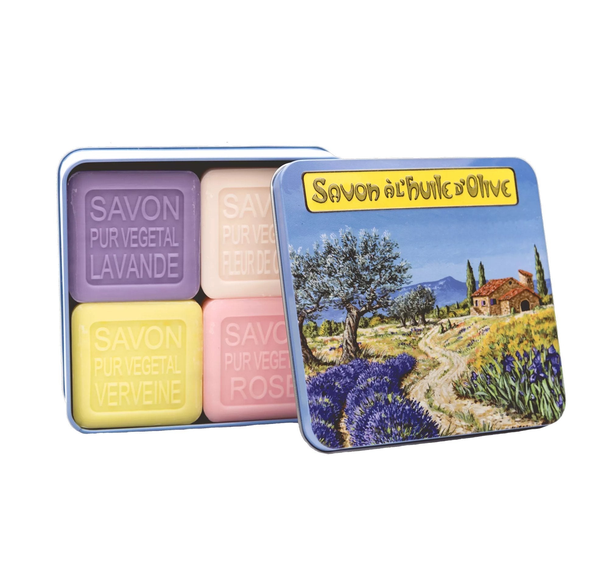La Savonnerie de Nyons Set of 4 Soaps in Tin Box Provence Landscape Soap La Savonnerie de Nyons 200g Soap in Tin Box Bath & Body_Bar Soap Brand_La Savonnerie de Nyons KTFWHS 100gSoapsinTinBox-ProvenceLandscape