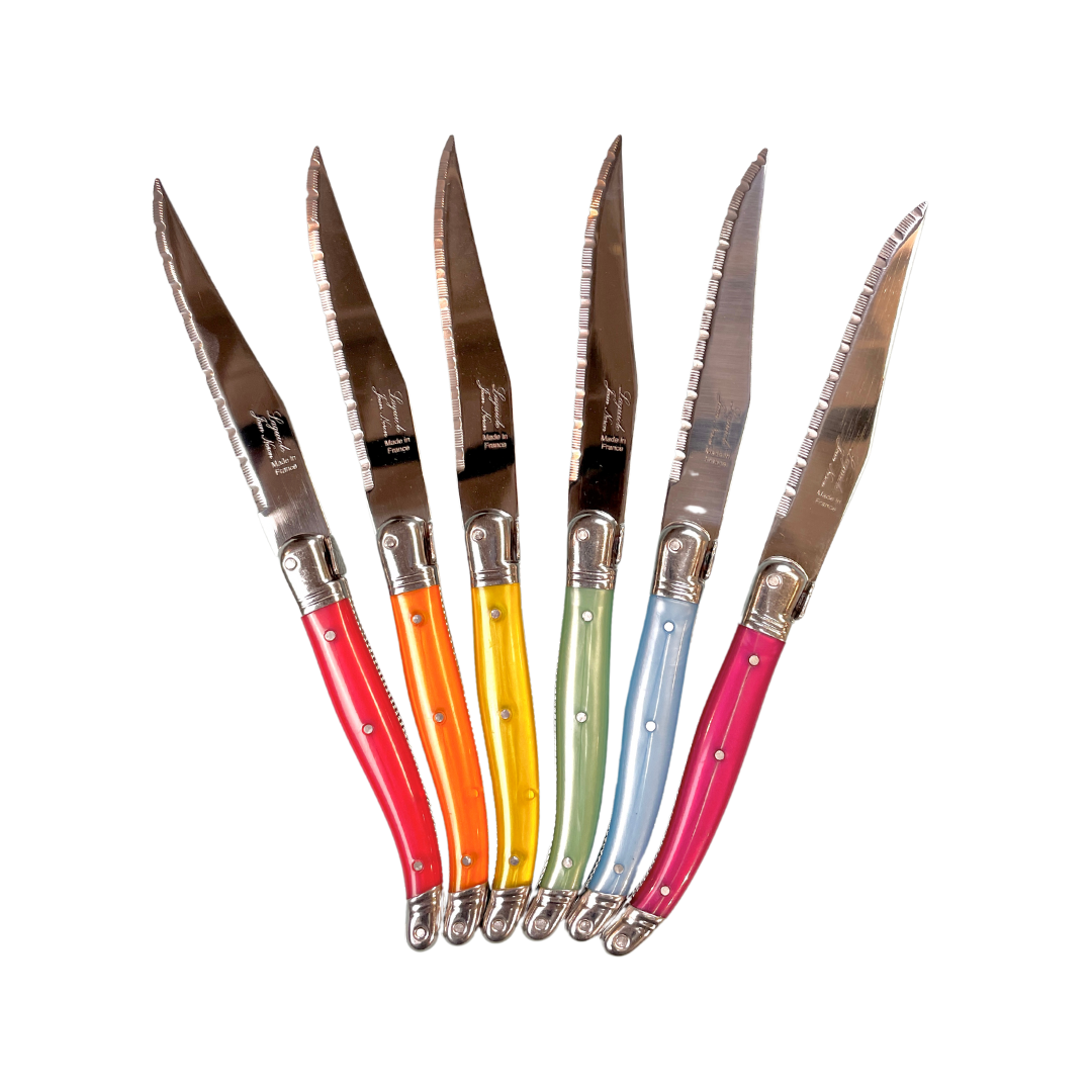 Laguiole Rainbow Platine Knives in Presentation Box (Set of 6) — Kiss That  Frog