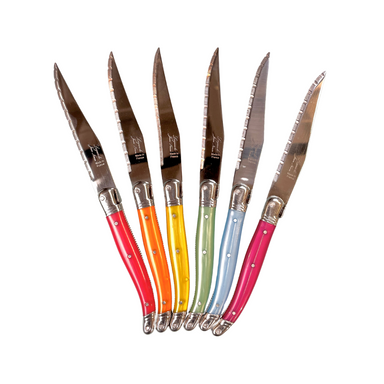 Laguiole Rainbow Platine Knives in Presentation Box (Set of 6) Cutlery Laguiole Brand_Laguiole Flatware Sets Kitchen_Dinnerware Kitchen_Kitchenware Laguiole 2_a73540c9-0253-4376-bb5b-548580be847e