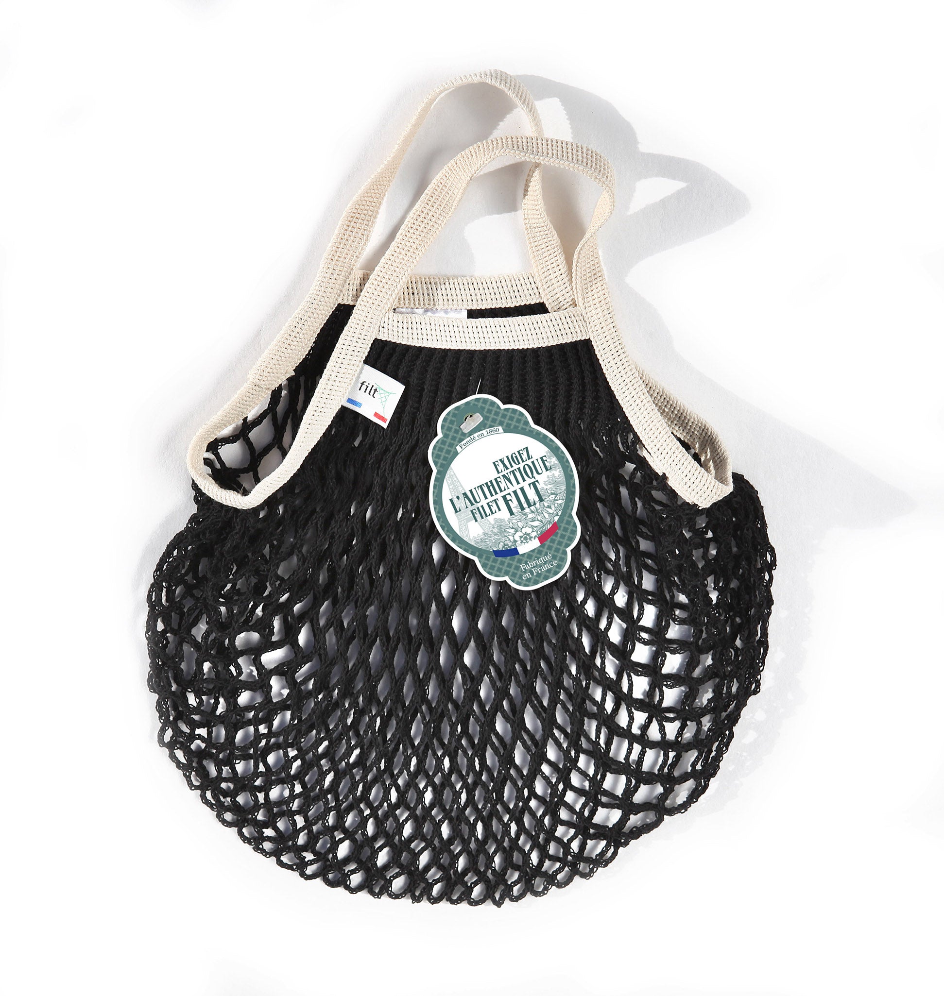 Filt Mini Bag in Black with Ivory Handles Bag Filt Bags Brand_Filt Shopping Bags Textiles_Shoppers 301NoirEcru