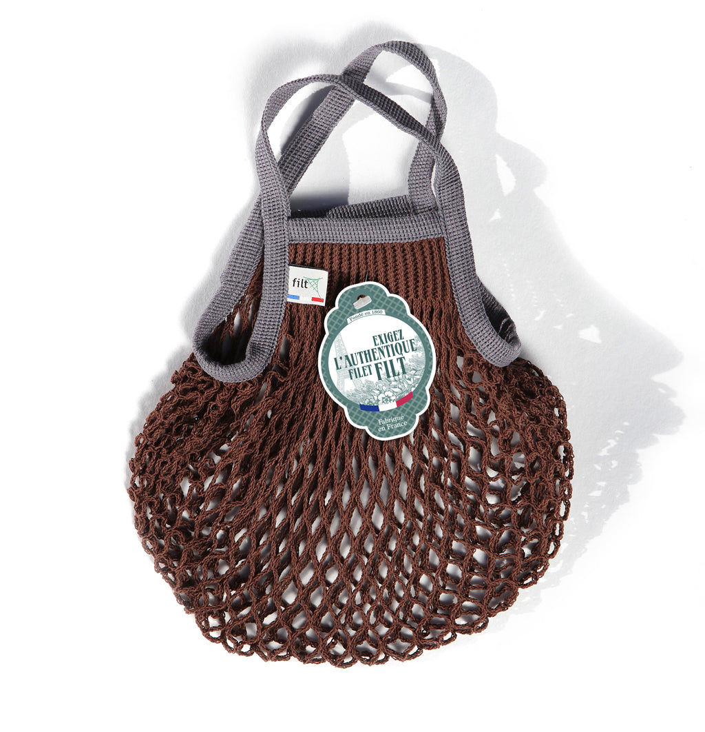 Filt Mini Bag in Brown with Grey Handles Bag Filt Bags Brand_Filt Shopping Bags Textiles_Shoppers 301SepiaGrisLead
