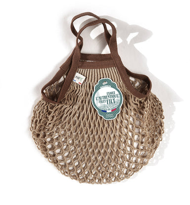 Filt Mini Bag in Beige with Brown Handles Bag Filt Bags Brand_Filt Shopping Bags Textiles_Shoppers 301_Mastic.Sepia
