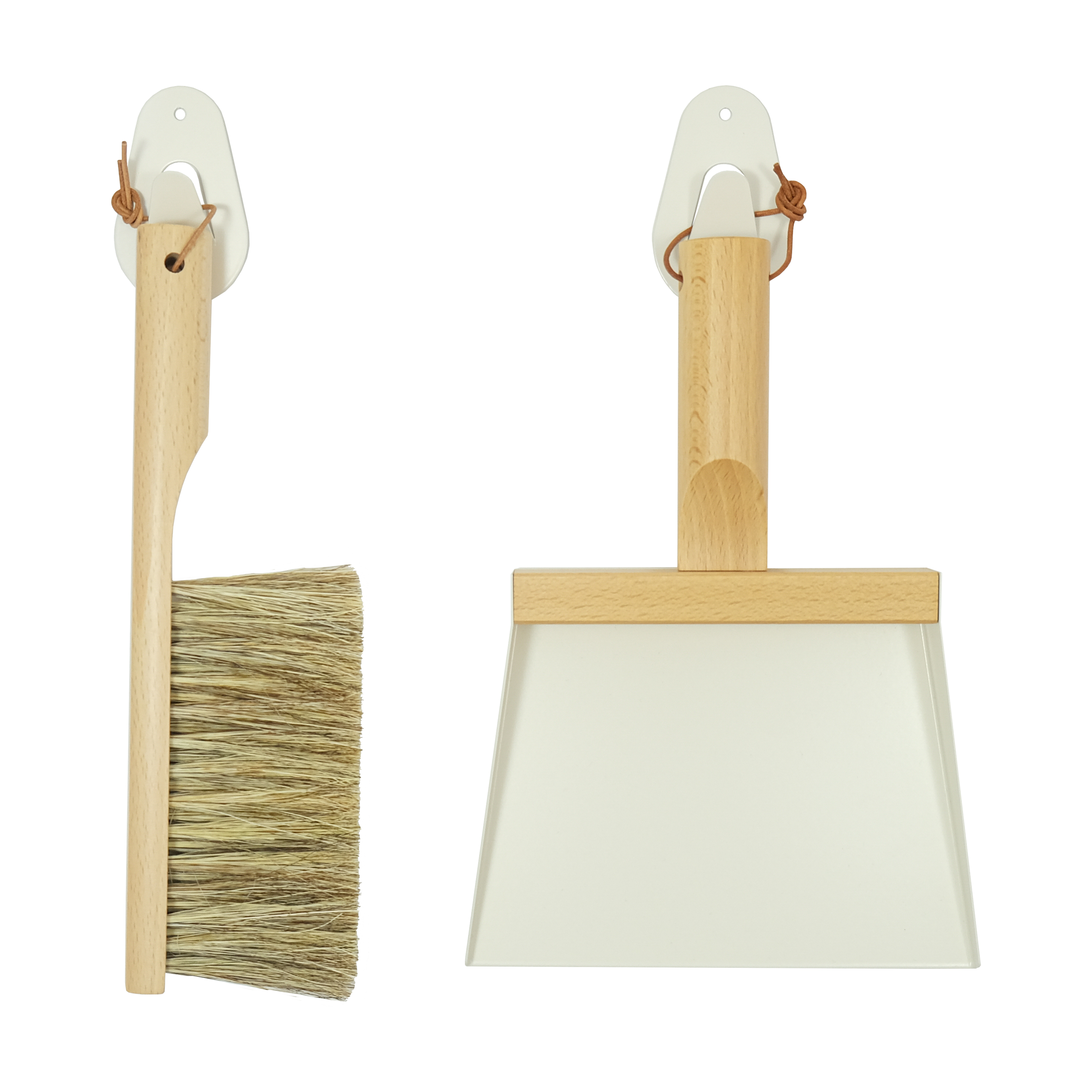 Andrée Jardin Mr. and Mrs. Clynk Dustpan & Natural Brush with Wall Hooks Set "Coffret" Gift Set White Utilities Andrée Jardin Back in stock Brand_Andrée Jardin Home_Broom Sets Home_Household Cleaning New Arrivals 3233_54e4c578-62ee-4c80-897f-2a59d8f28d4d