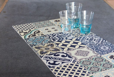 Beija Flor Blue Eclectic Extra-Long Table Runner (13" x 60") (Buy 2 Get 1 Free!) Table Runners Beija Flor Brand_Beija Flor Classic Tile CLEAN OUT SALE Home_Decor Home_Table Runners 3600-E8-TRl