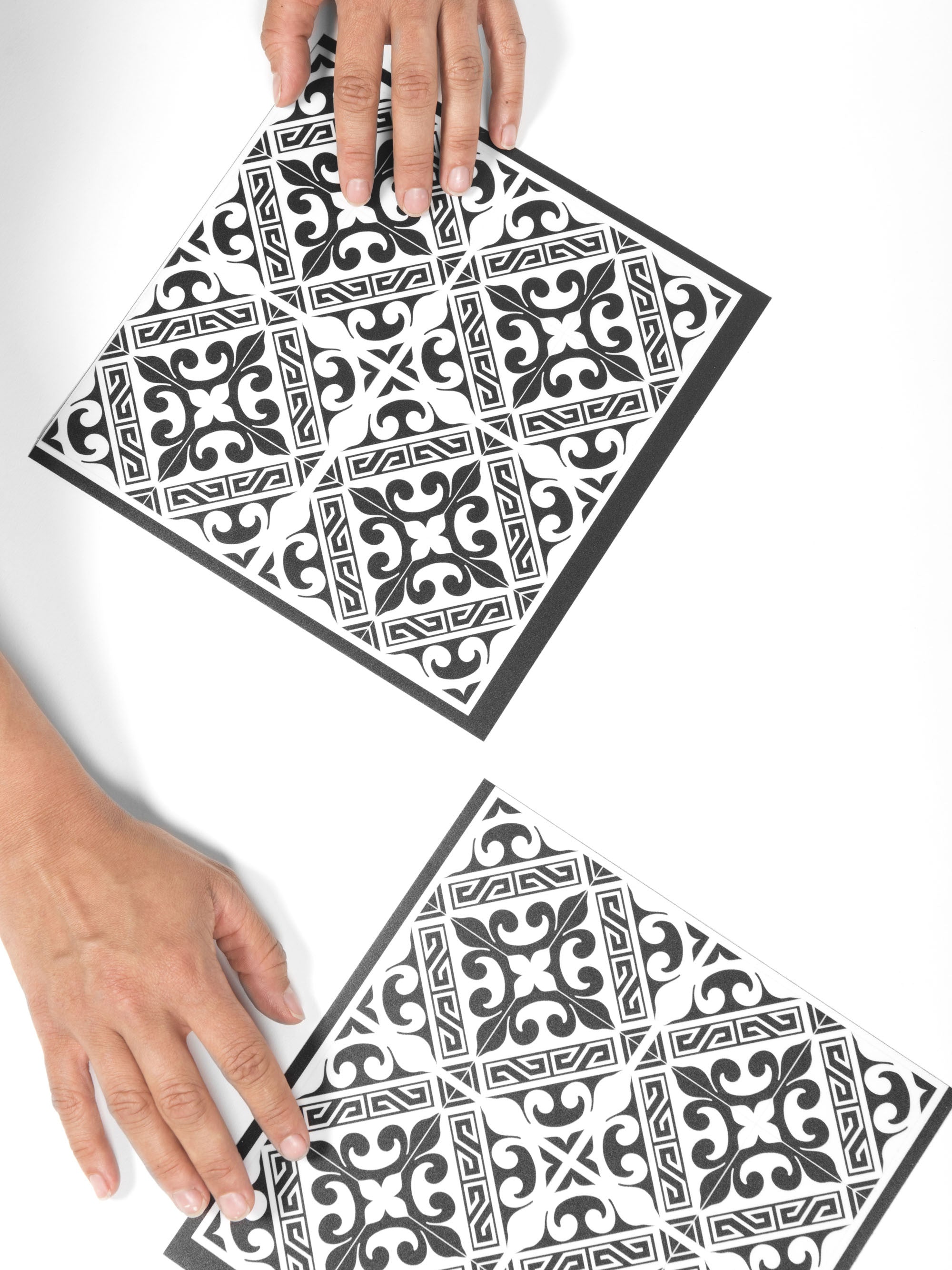 Beija Flor Black & White Fleur de Lys White Tile Deco Stickers (Buy 2 Get 1 Free!) Vinyl Beija Flor Brand_Beija Flor Classic Tile Deco Stickers Home_Decor 3600-L9-Stickers_CL_B_0fee875f-45fd-4c4b-b257-51340225deec