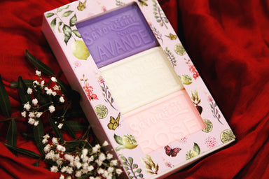 100g Soaps in Gift Box (Lavender, Cotton, Rose) - Set of 3 Bath & Body La Savonnerie de Nyons 100g Soap in Tin Box Back in stock Bath & Body_Bar Soap Bath & Body_Gift Sets Brand_La Savonnerie de Nyons KTFWHS 3800-40300100gSoapSetinGiftBox_Lavender_Cotton_Rose