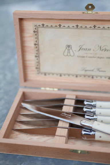 Laguiole Ivory Knives Platine in Presentation Box (Set of 6) Cutlery Laguiole Brand_Laguiole Kitchen_Dinnerware Kitchen_Kitchenware Knife Sets Laguiole Spring Collection 6_13_16_LG_98
