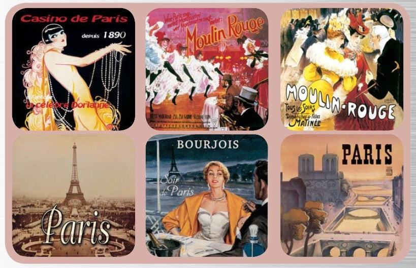Sepia Paris Eiffel Moulin Rouge Coasters Coasters French Nostalgia Brand_French Nostalgia Coasters Home_Coasters Home_French Nostalgia KTFWHS 70226