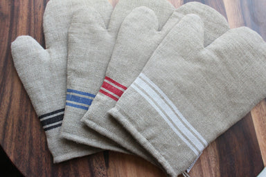 Linen Striped Oven Mitt | Kiss That Frog — Hoppe Shoppe