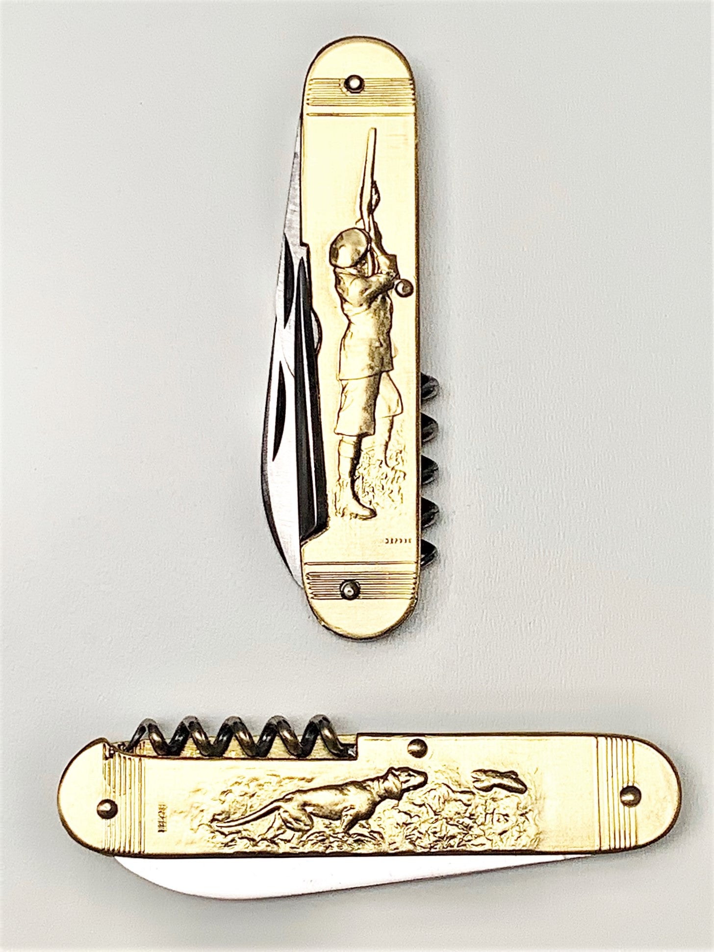 Couperier Coursolle Brass 3 Piece Sujet Pocket Knife - Hunter - Pocket Knives - Couperier Coursolle - Brand_Couperier Coursolle - Kitchen_Dinnerware - Kitchen_Kitchenware - Knife Sets - Laguiole - Spring Collection - 7800LAI253WB_2